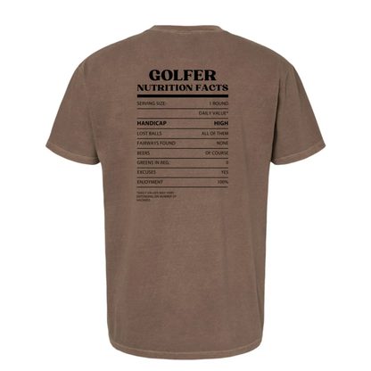 Golfer Nutrition Facts Garment Dyed Tee
